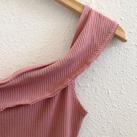 REFORMATION Pink Off Shoulder Ribbed Knit Bodysuit Size Small - Picture 6 of 11